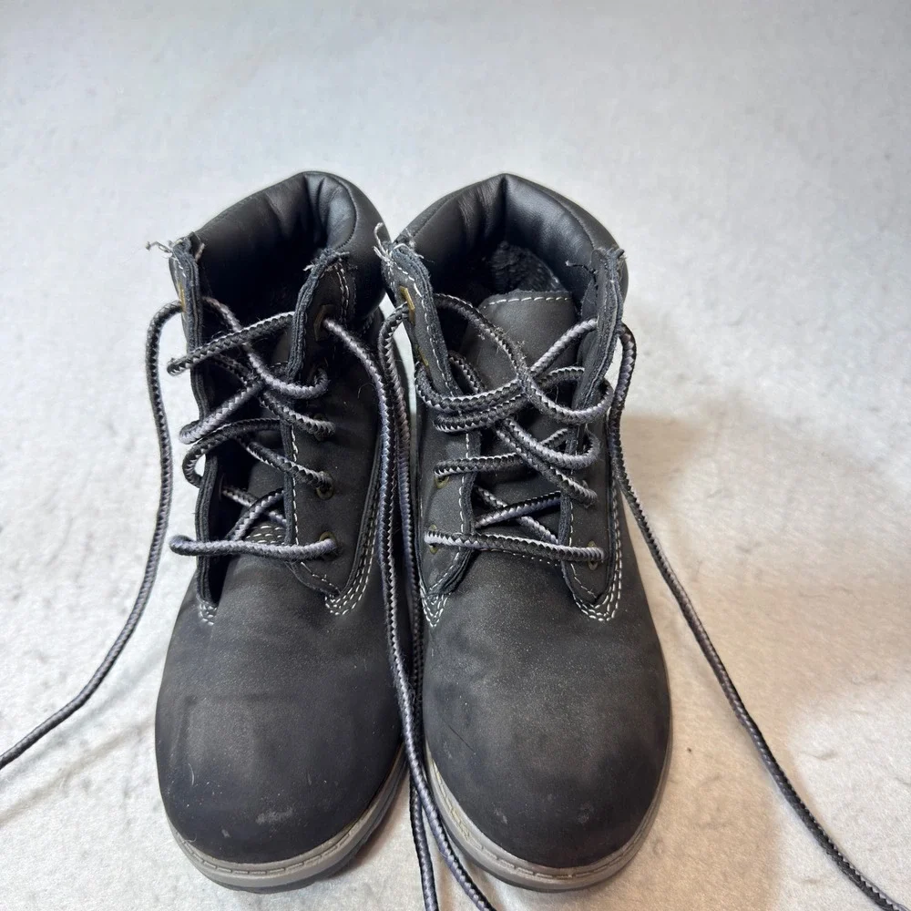 Wonder Nation Work Boots Kids‎ Size 12 Black Good Lace Up Contrast Stitching